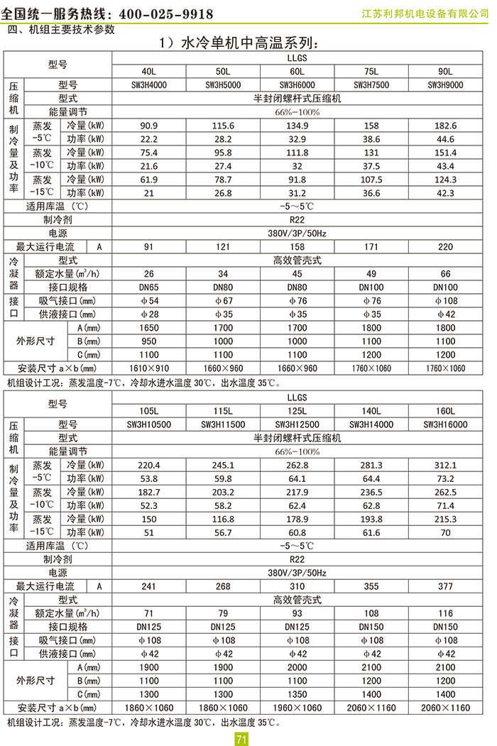 萊富康40HP低溫水冷單機